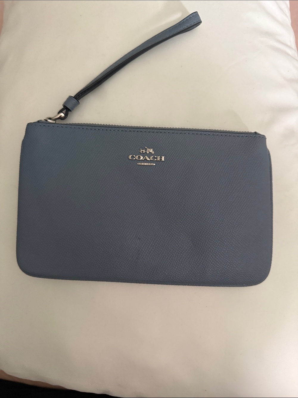 Coach Pebbled Leather Wristlet crossgrain waterfall